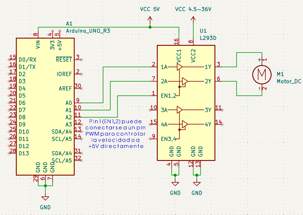 L293D ejemplo de conexi贸n 2